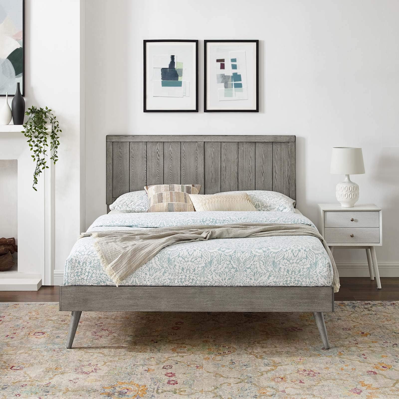 adjustable bed bases | CasaFoyer Alana Wood Queen Platform Bed | Mid-Century Design | Durable Construction | No Box Spring Needed | Gray | casafoyer.myshopify.com