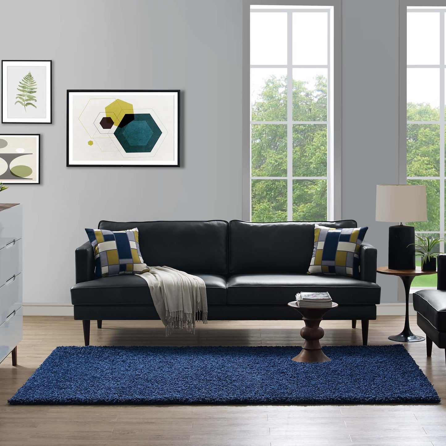 Carpet & Rugs | CasaFoyer Enyssa Solid Shag Area Rug - Navy | 5x8 | Durable Polypropylene | Non-Shedding, Stain Resistant | High Density | Easy to Maintain | Enhance Home Decor | casafoyer.myshopify.com