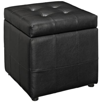 ottomans | CasaFoyer Volt Button Tufted Faux Leather Upholstered Storage Ottoman | Compact & Reliable Accent Piece | Lined Compartment | Sturdy Wood Frame | Soft & Durable Upholstery | Stylish Addition to Any Room | Black | casafoyer.myshopify.com