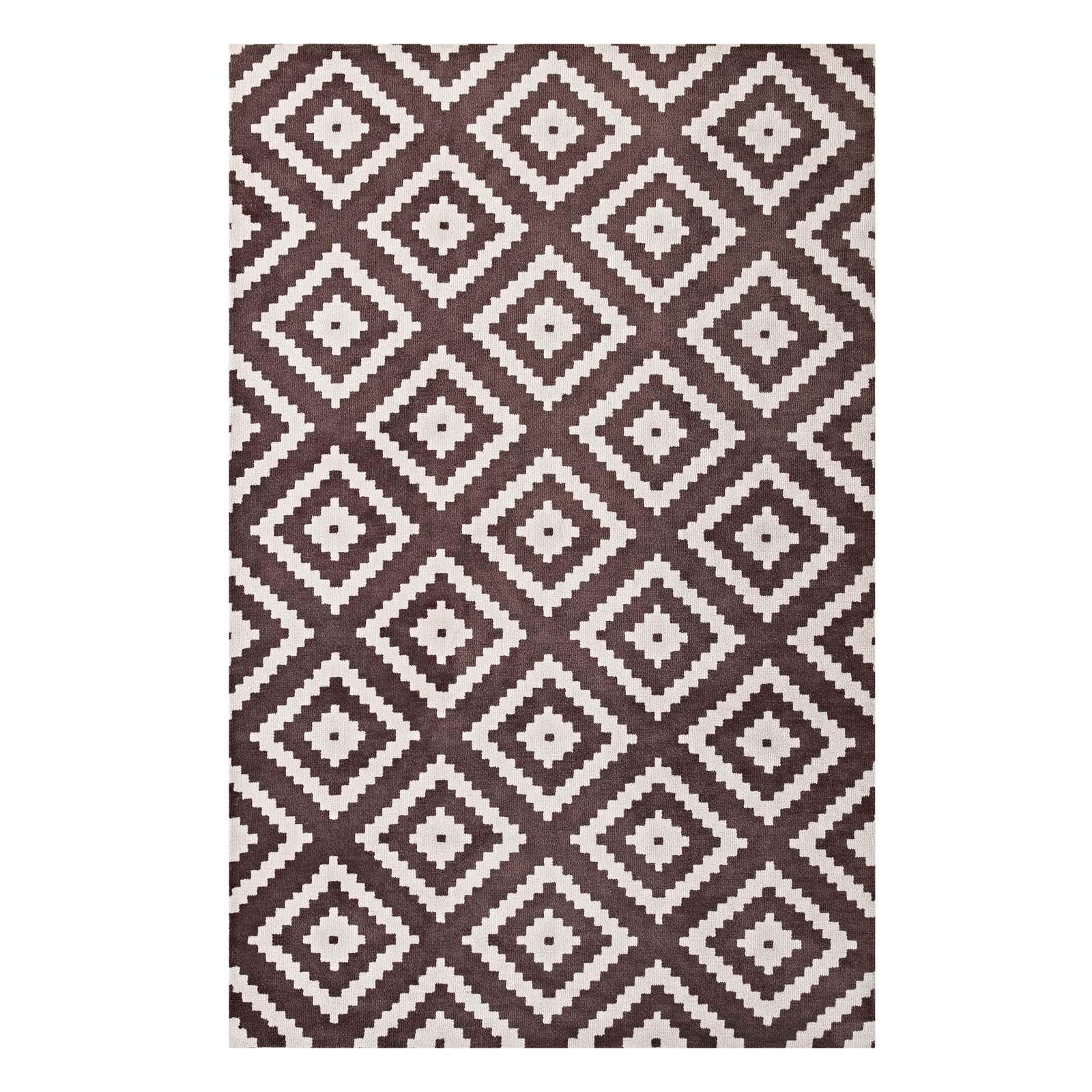 Carpet & Rugs | CasaFoyer Alika Abstract Diamond Trellis Area Rug | Elegant Modern Design | Durable & Stain Resistant | 8x10 Ivory/Brown | casafoyer.myshopify.com