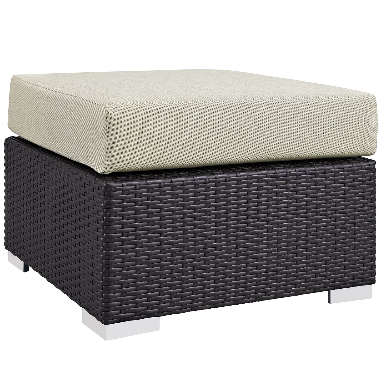 Patio Furniture Sets | Convene Outdoor Sectional Set | Synthetic Rattan | Aluminum Frame | All-Weather Cushions | Patio Lounge Armchair, Ottoman, Side Table | Espresso Beige | casafoyer.myshopify.com