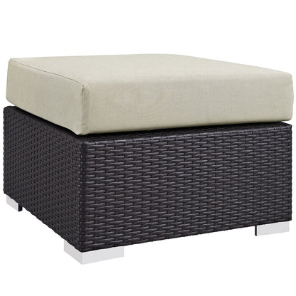 Patio Furniture Sets | Convene Outdoor Sectional Set | Synthetic Rattan | Aluminum Frame | All-Weather Cushions | Patio Lounge Armchair, Ottoman, Side Table | Espresso Beige | casafoyer.myshopify.com