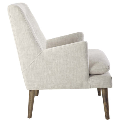 home office desk chairs | CasaFoyer Leisure Lounge Chair | Mid-Century Modern | Plush Comfort | Stylish Design | Walnut Legs | Beige Upholstery | Supports up to 331 lbs | casafoyer.myshopify.com