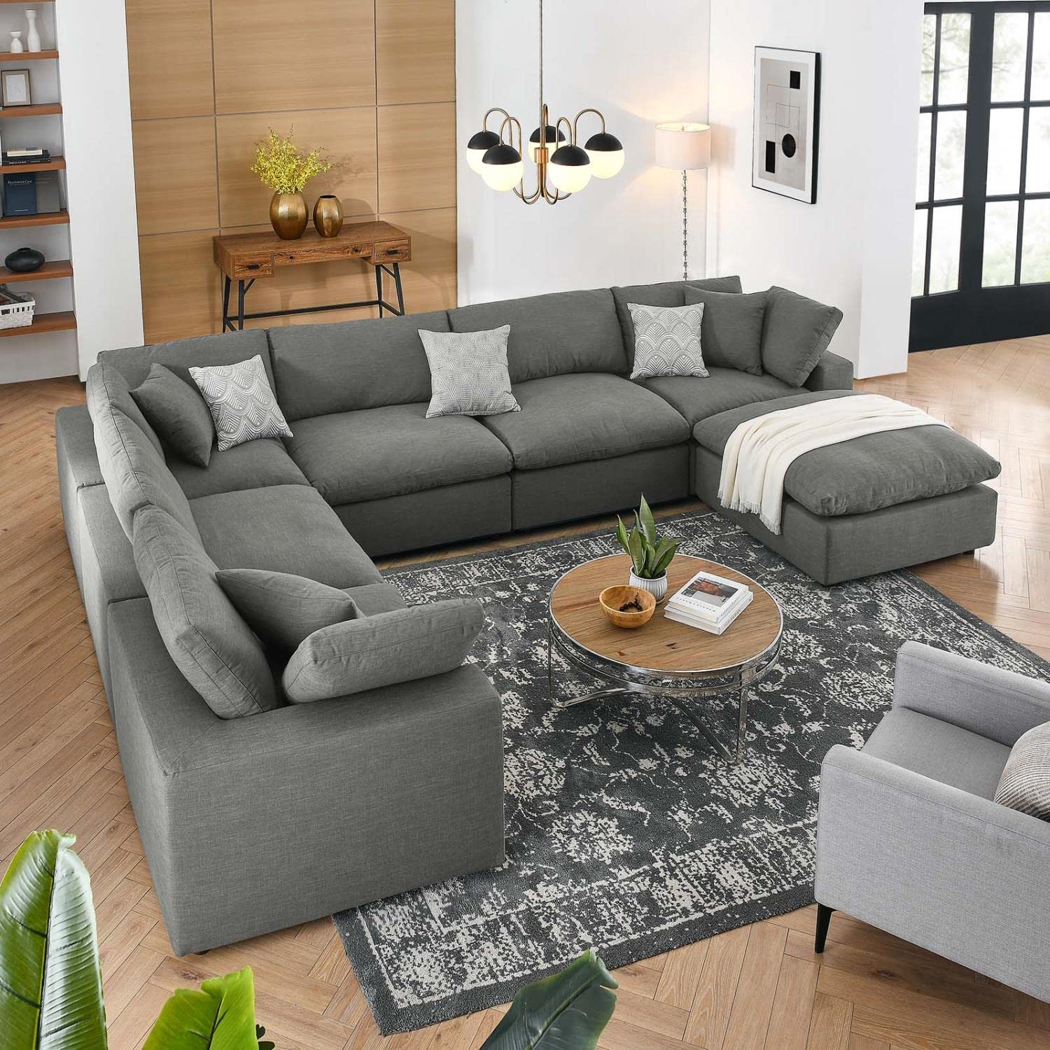 kitchen and dining room sets | CasaFoyer Commix Plush Comfort Sectional Sofa Set | Elegant Design | Polyester & Linen Upholstery | Solid Wood Construction | Cotton & Down Cushions | 7 Piece Set | casafoyer.myshopify.com
