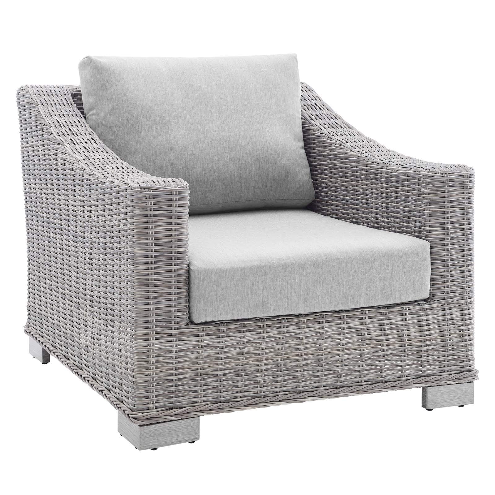 kitchen and dining room sets | CasaFoyer Conway Outdoor Patio Sunbrella Wicker Rattan 4-Piece Furniture Set | Stylish & Comfortable | UV-Resistant | Light Gray | Assembly Required | casafoyer.myshopify.com