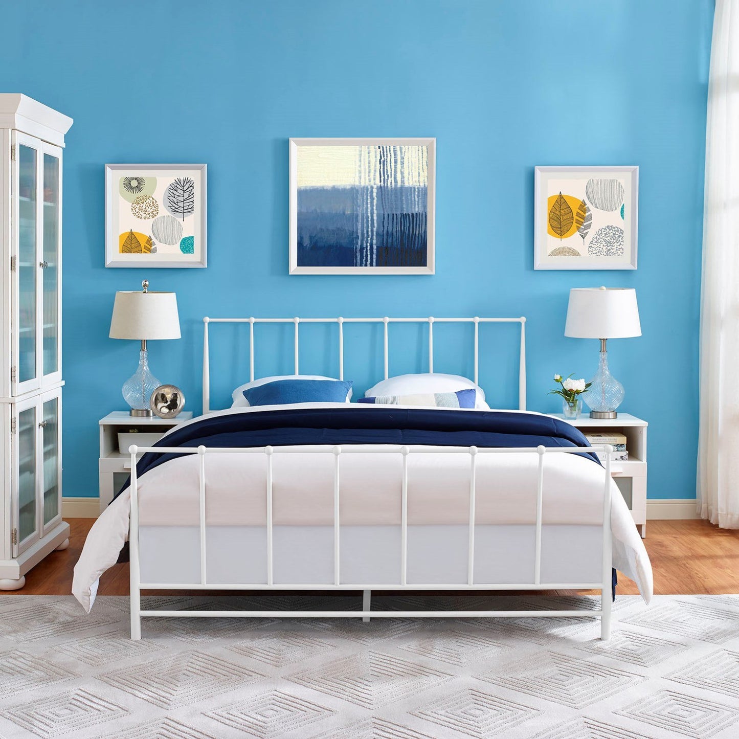 Bed | CasaFoyer  Estate Platform Bed | Tranquil & Sturdy Design | No Box Spring Needed | Accommodates Memory Foam, Spring, Latex & Hybrid Mattresses | 1300 lbs Weight Capacity | White King Bed | casafoyer.myshopify.com