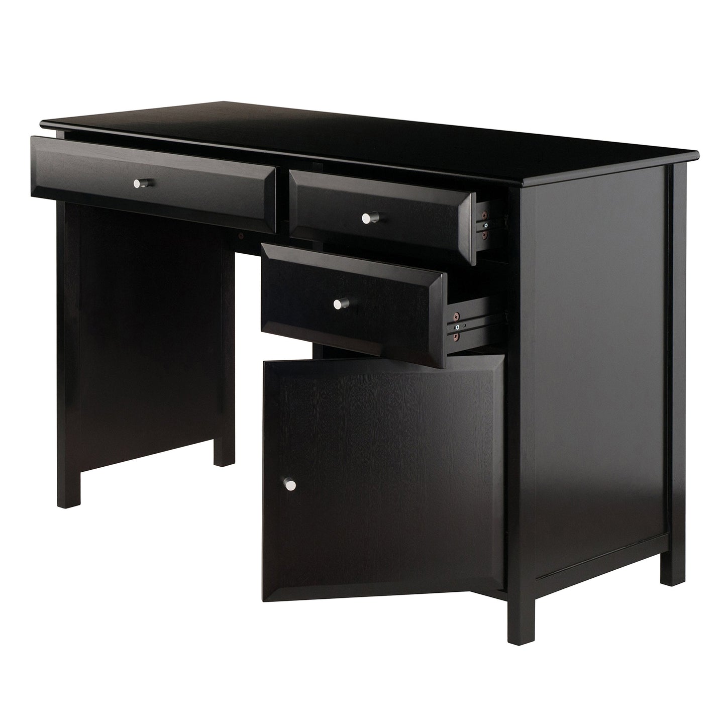 DESK | Ergode  Delta Writing Desk | Sleek & Modern | Cabinet & Drawers | Sturdy Composite Wood | Black/Silver | 30.7H x 47.2W x 20.2D | casafoyer.myshopify.com