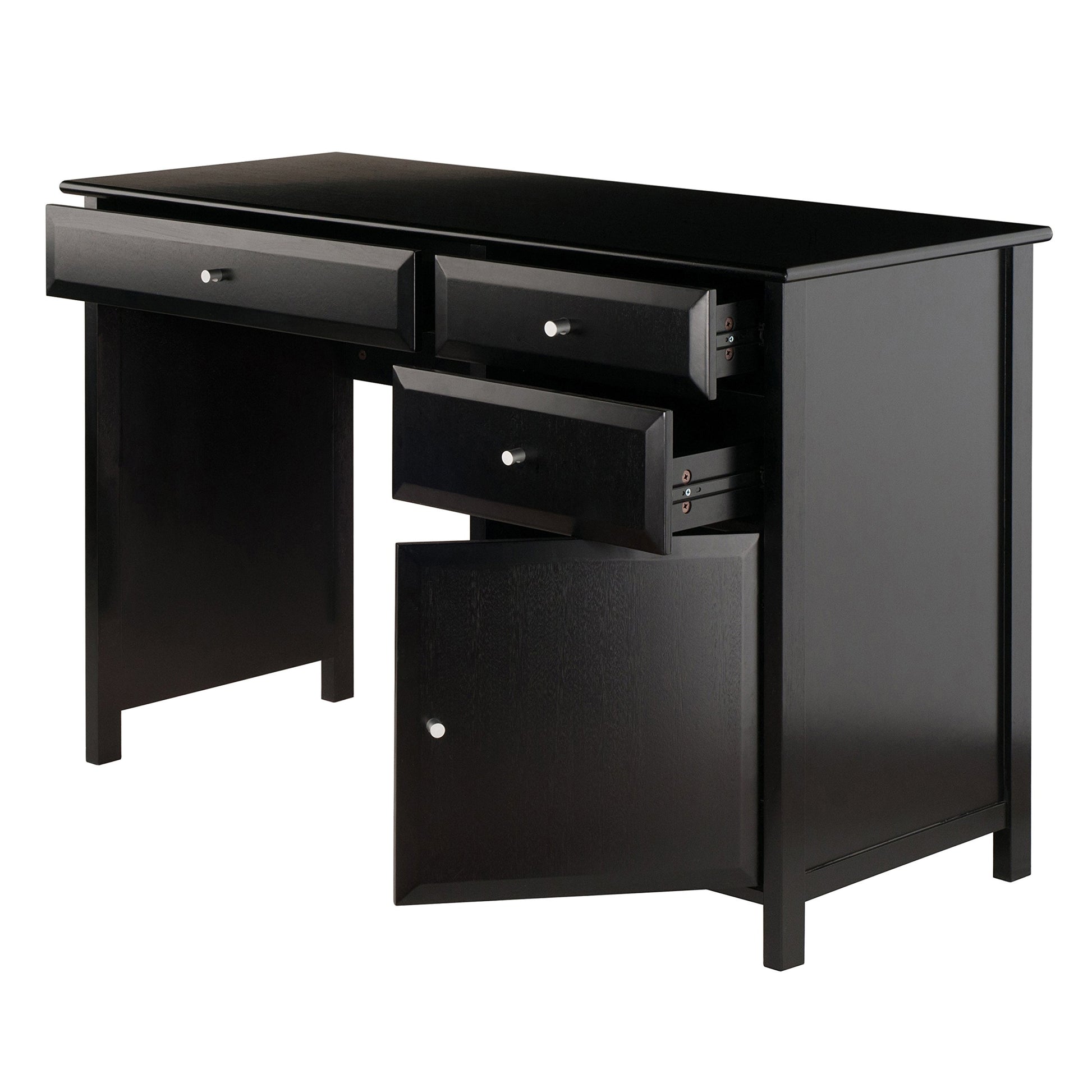 DESK | Ergode  Delta Writing Desk | Sleek & Modern | Cabinet & Drawers | Sturdy Composite Wood | Black/Silver | 30.7H x 47.2W x 20.2D | casafoyer.myshopify.com