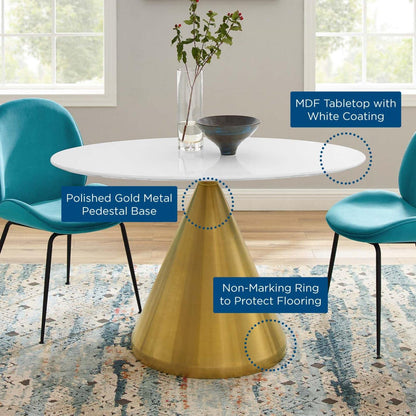 patio dining tables | CasaFoyer Tupelo 48 Dining Table | Modern Style | Mid-Century Charm | Polished Gold Metal Base | Easy to Clean | Non-Marking Ring | Assembly Required | casafoyer.myshopify.com