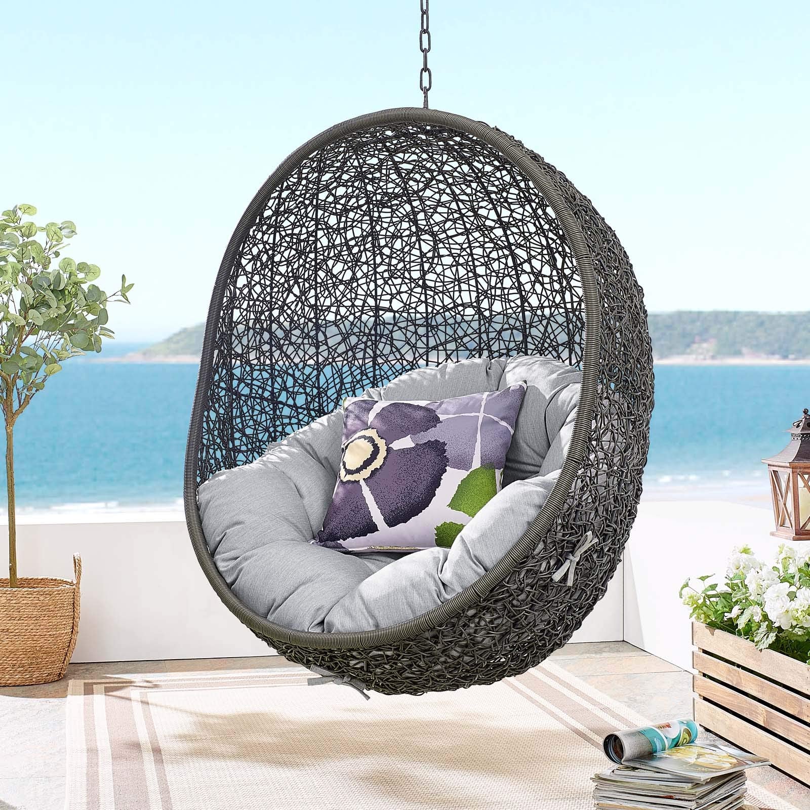 porch swings | Ergode Hide Outdoor Patio Swing Chair | Sunbrella Fabric Cushion | Durable Steel Frame | Perfect for Patio, Backyard, Porch, Poolside | Indoor/Outdoor Use | Gray | casafoyer.myshopify.com