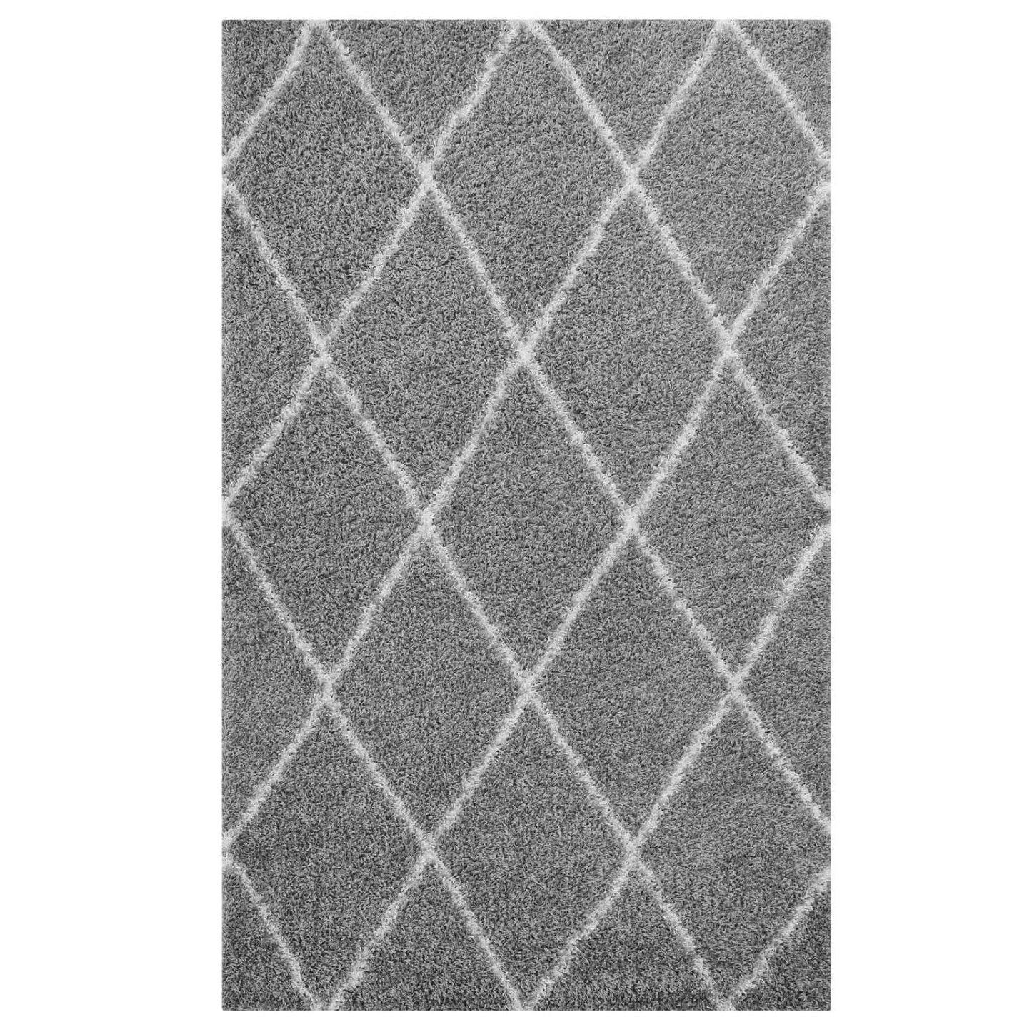 Carpet & Rugs | CasaFoyer Toryn Diamond Trellis Shag Area Rug | Durable Polypropylene | Elegant Lattice Design | Jute Bottom | Versatile & Long-lasting | 5x8 Size | Gray & Ivory | Non-Shedding | Easy to Clean & Maintain | casafoyer.myshopify.com