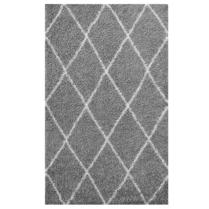 Carpet & Rugs | CasaFoyer Toryn Diamond Trellis Shag Area Rug | Durable Polypropylene | Elegant Lattice Design | Jute Bottom | Versatile & Long-lasting | 5x8 Size | Gray & Ivory | Non-Shedding | Easy to Clean & Maintain | casafoyer.myshopify.com