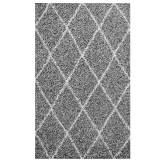 Carpet & Rugs | CasaFoyer Toryn Diamond Trellis Shag Area Rug | Durable Polypropylene | Elegant Lattice Design | Jute Bottom | Versatile & Long-lasting | 5x8 Size | Gray & Ivory | Non-Shedding | Easy to Clean & Maintain | casafoyer.myshopify.com