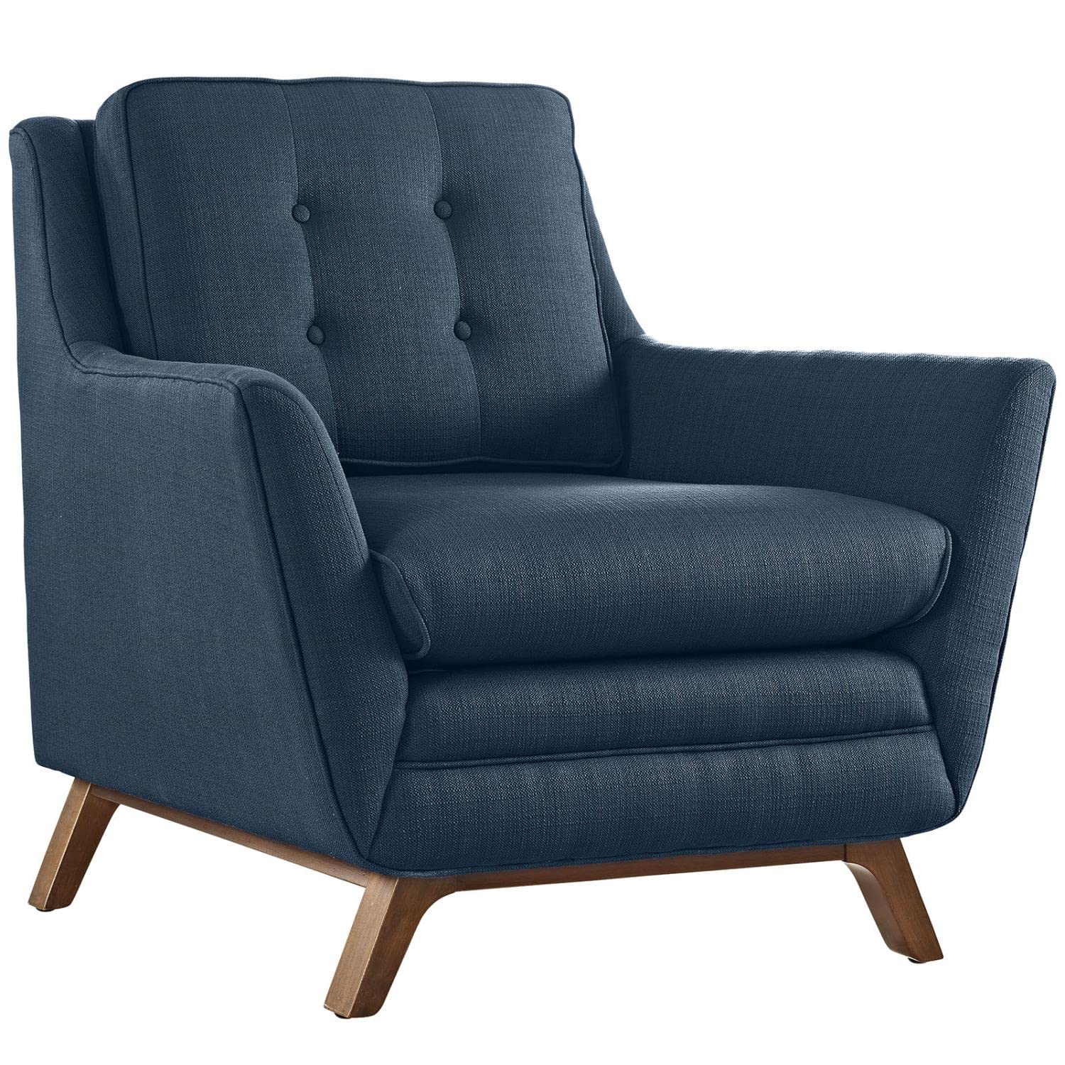 kitchen and dining room sets | CasaFoyer Beguile Collection | Mid-Century Fabric Armchairs | Elegant Design | Plush Cushions | Tufted Buttons | Walnut Base | Set of 2 | casafoyer.myshopify.com