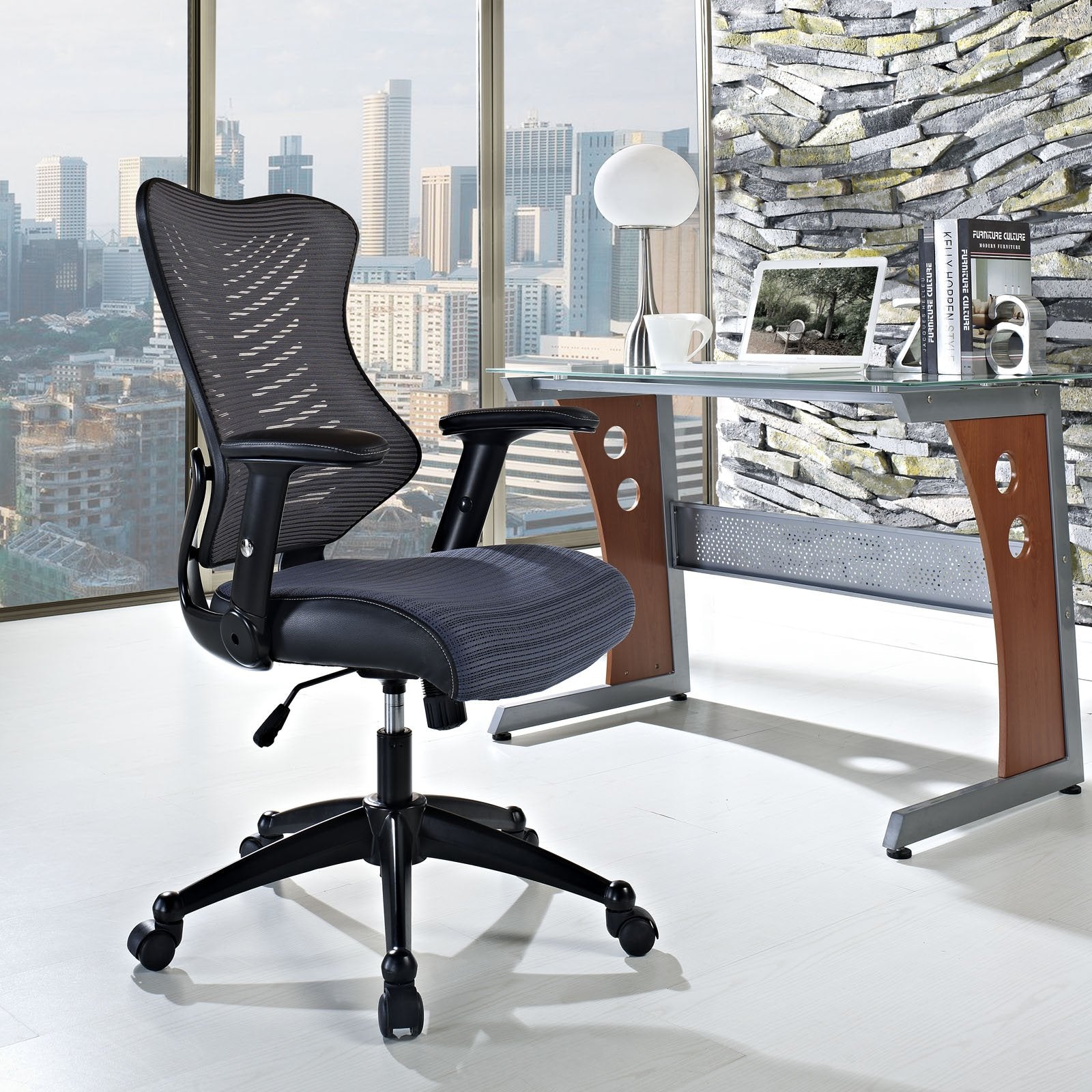 home office desk chairs | CasaFoyer Clutch Office Chair | Ultimate Comfort & Style | Ergonomic Mesh Back | Plush Waterfall Seat | Lumbar Support | Curved Seat | Ideal for Taller Individuals | Black Mesh Back & Leatherette Seat | casafoyer.myshopify.com