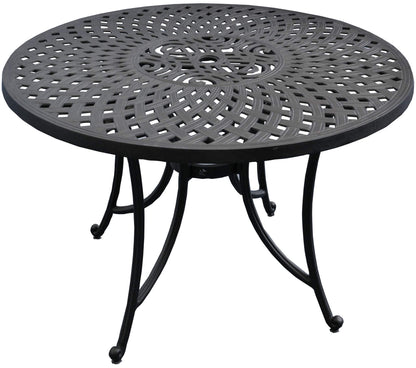 Patio Furniture Sets | Heavy-Duty Aluminum Outdoor Dining Set | Charcoal Black Finish | Contoured Seats | 5-Piece Set | casafoyer.myshopify.com