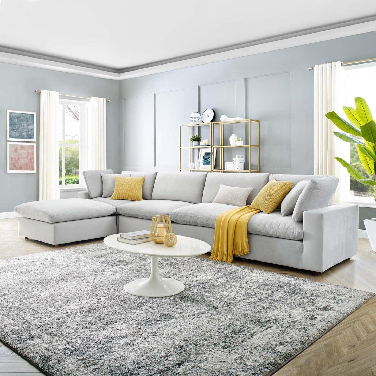 kitchen and dining room sets | CasaFoyer Commix | Luxurious Sectional Sofa Set | Stain-Resistant Velvet | Solid Wood Construction | Overstuffed Down Feather Cushions | 5-Piece Set | casafoyer.myshopify.com