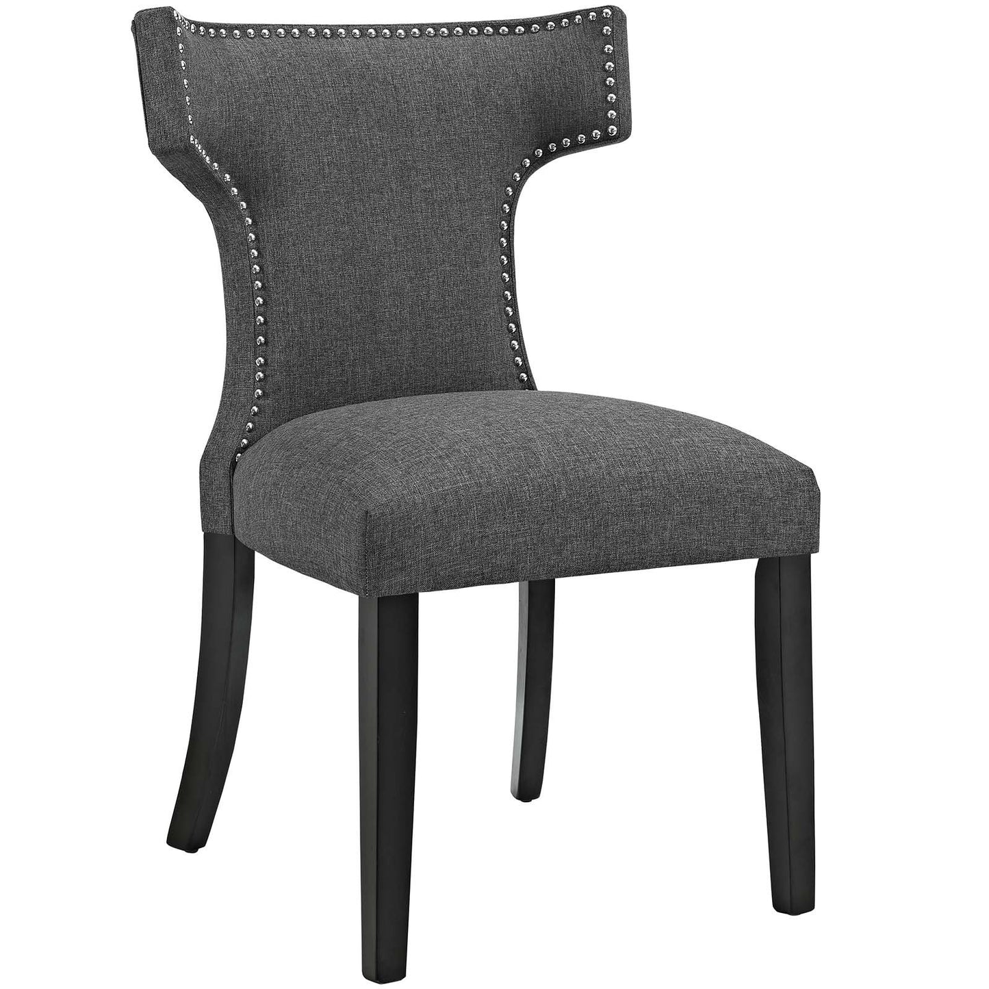 home office desk chairs | CasaFoyer Curve Dining Side Chair | Elegant Design | Nailhead Trim | High-Density Foam Cushioning | Soft Polyester Upholstery | Tapered Wooden Legs | Non-Marking Foot Caps | Gray | casafoyer.myshopify.com