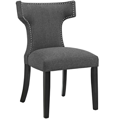 home office desk chairs | CasaFoyer Curve Dining Side Chair | Elegant Design | Nailhead Trim | High-Density Foam Cushioning | Soft Polyester Upholstery | Tapered Wooden Legs | Non-Marking Foot Caps | Gray | casafoyer.myshopify.com