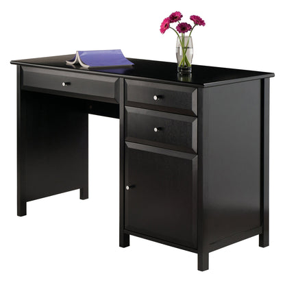 DESK | Ergode  Delta Writing Desk | Sleek & Modern | Cabinet & Drawers | Sturdy Composite Wood | Black/Silver | 30.7H x 47.2W x 20.2D | casafoyer.myshopify.com