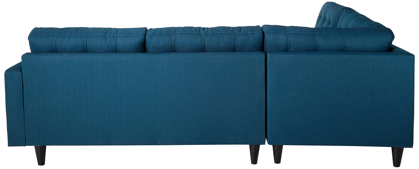 sofas | CasaFoyer Empress Button Tufted Upholstered Fabric Sectional Sofa Set | Azure | 2-Piece Left Facing Bumper & Right-Facing Loveseat | Plush Cushions | Regal Armrests | Stain-Resistant Fabric | Solid Wood Legs | 660 lbs Weight Capacity | Scratch-Free Glides | casafoyer.myshopify.com