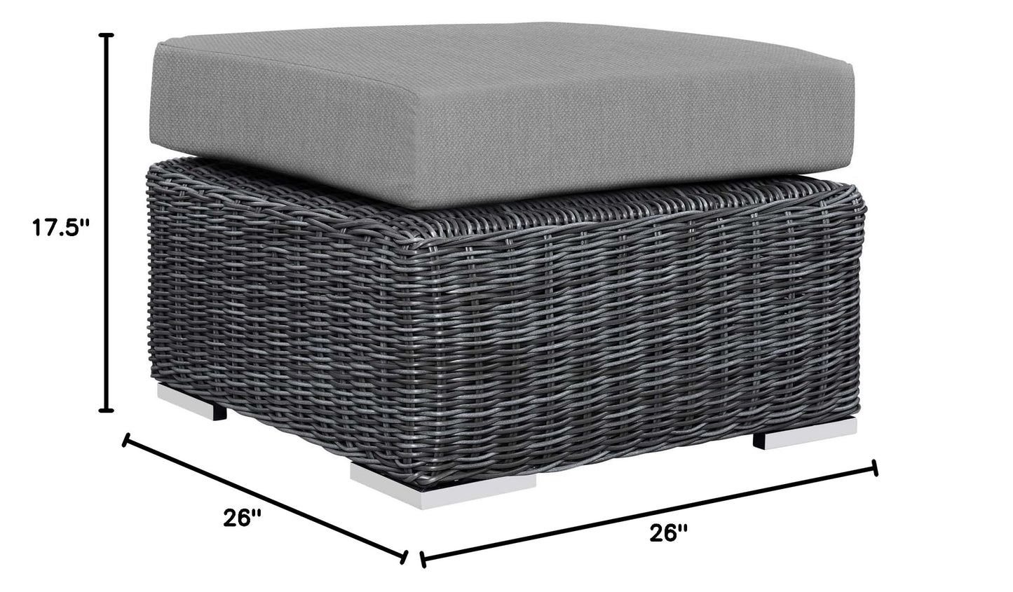 Ottoman | Summon Outdoor Patio Ottoman | Ultimate Comfort & Quality | Two-Tone Rattan Weave | Sunbrella Cushions | Sturdy Aluminum Frame | Modern Design | casafoyer.myshopify.com