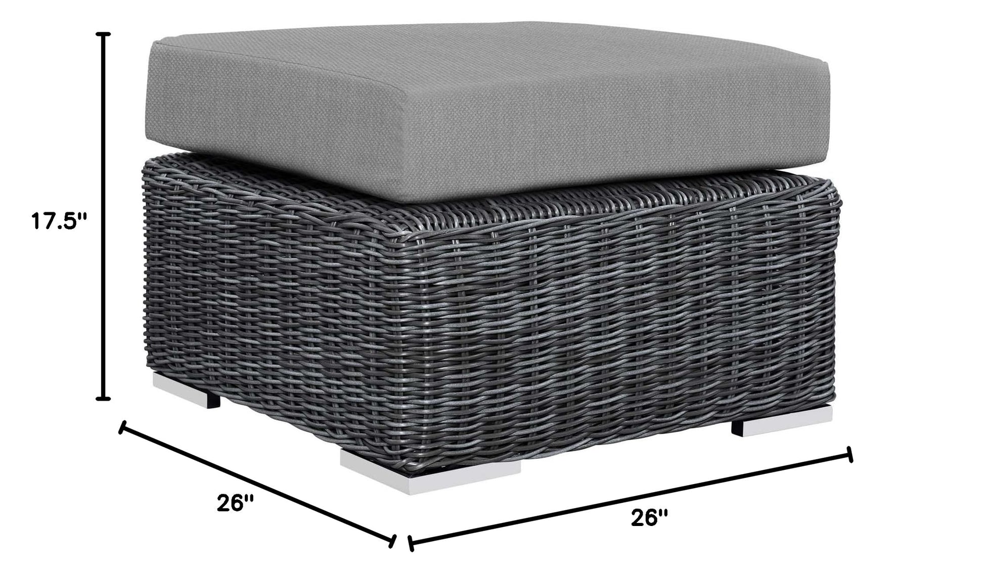 Ottoman | Summon Outdoor Patio Ottoman | Ultimate Comfort & Quality | Two-Tone Rattan Weave | Sunbrella Cushions | Sturdy Aluminum Frame | Modern Design | casafoyer.myshopify.com