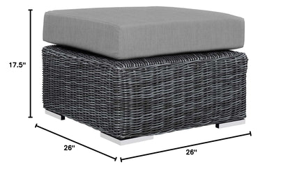 Ottoman | Summon Outdoor Patio Ottoman | Ultimate Comfort & Quality | Two-Tone Rattan Weave | Sunbrella Cushions | Sturdy Aluminum Frame | Modern Design | casafoyer.myshopify.com