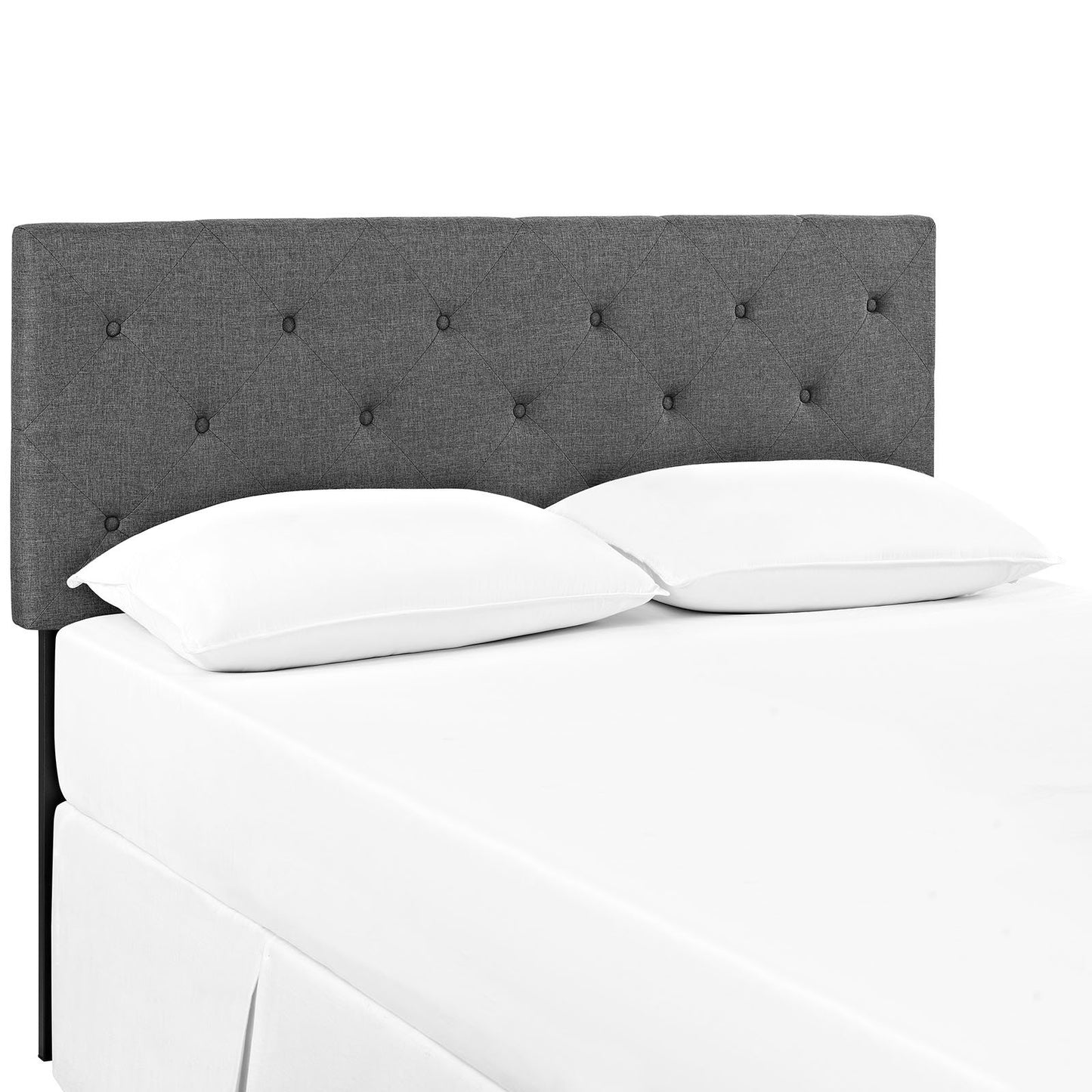 headboards | CasaFoyer  Terisa Button Tufted Linen Fabric King Headboard | Gray | Solid Wood Frame | Adjustable Legs | Diamond-Patterned Trim | Durable Polyester Upholstery | casafoyer.myshopify.com