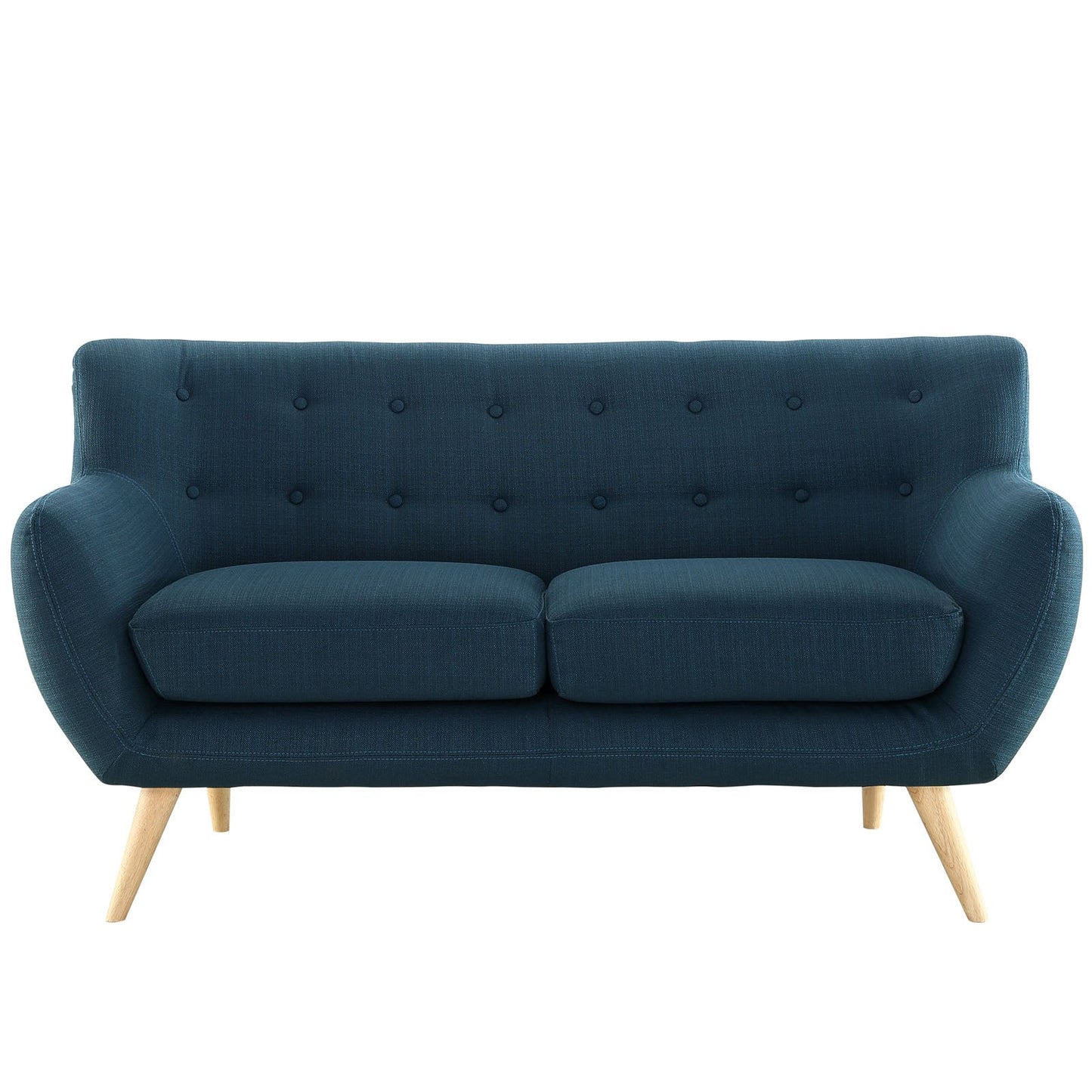 home office desk chairs | Remark Loveseat | Exquisite Comfort & Style | Mid-Century Modern Design | Plush Dual Cushion | Natural Wood Legs | Polyester Upholstery | Finely Stitched Back Seat Buttons | Azure | casafoyer.myshopify.com