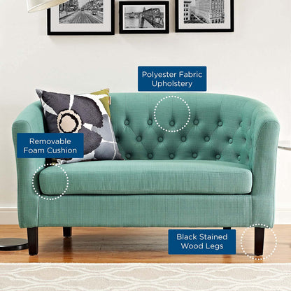 sofas | CasaFoyer Prospect Loveseat | Timeless Luxury & Modern Aesthetics | Chesterfield Design | Button Tufting | Elegant Curves | Espresso Stained Legs | Foam Padding | Polyester Fabric | Cozy Lounge Piece | casafoyer.myshopify.com