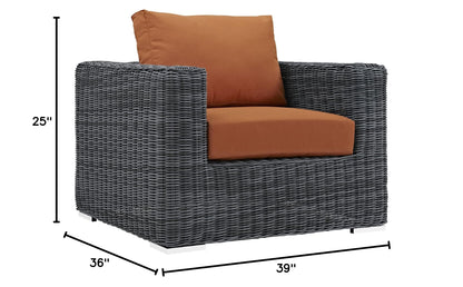 Patio Furniture Sets | Summon Outdoor Patio Arm Chair | Ultimate Comfort & Quality | Two-Tone Rattan | Sunbrella Cushions | Aluminum Frame | Perfect for Patio, Backyard, Poolside | casafoyer.myshopify.com