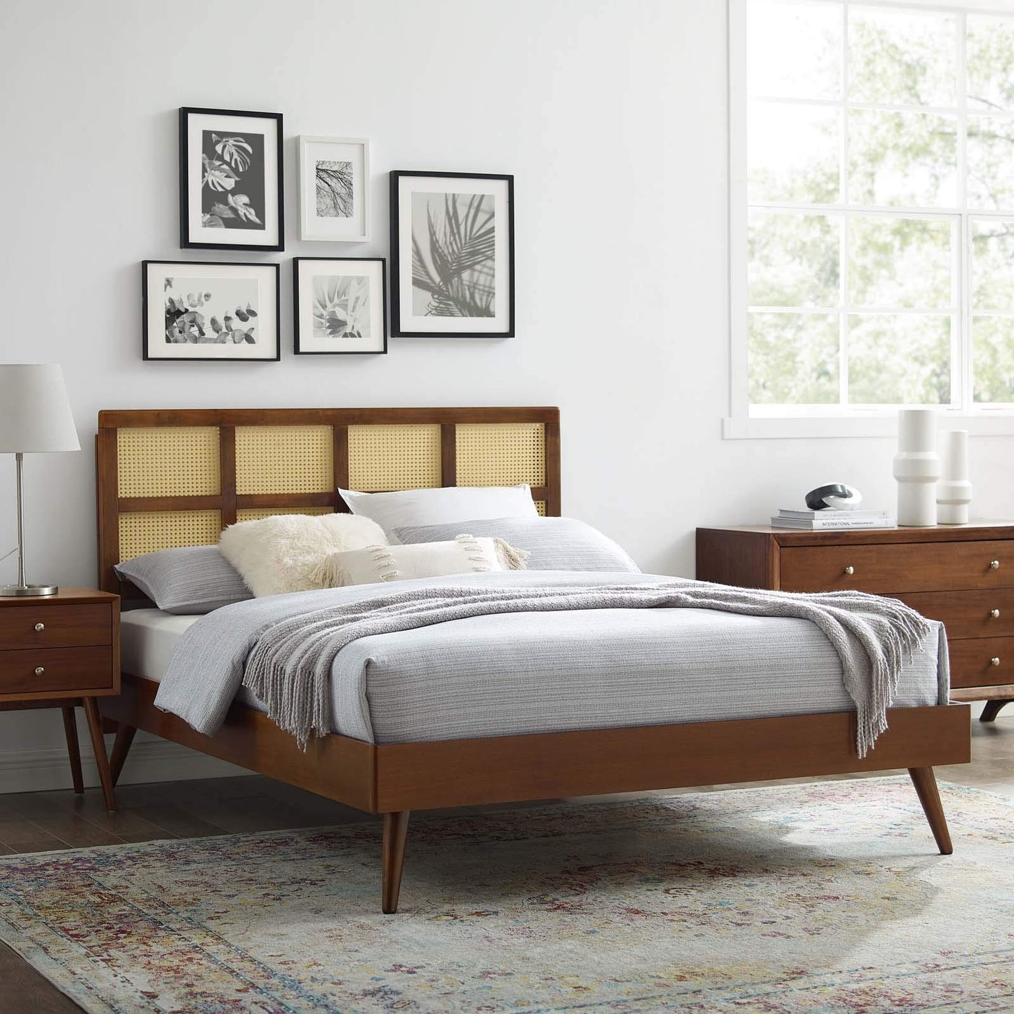 adjustable bed bases | CasaFoyer Sidney Woven Cane Rattan Wood King Platform Bed | Retro Charm, Natural Beauty | Mid-Century Modern Design | Durable, Stable | No Box Spring Needed | Luana Cane Headboard, Margo Platform Bed Frame | casafoyer.myshopify.com
