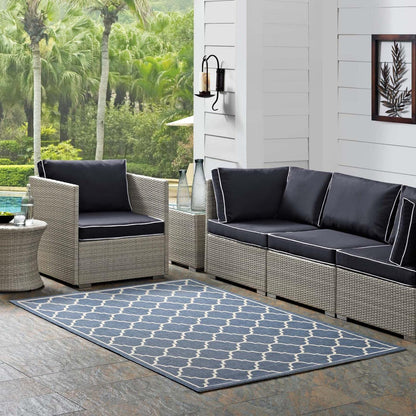 Carpet & Rugs | CasaFoyer Avena Moroccan Quatrefoil Trellis 5x8 Indoor/Outdoor Area Rug | Durable, Soft, Fade & Stain Resistant | Blue/Beige | casafoyer.myshopify.com