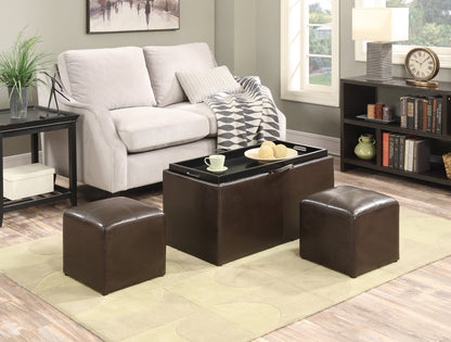 Ottoman | Designs4Comfort Sheridan Storage Bench | Reversible Tray | 2 Side Ottomans | Ample Storage & Seating | Hardwood Serving Trays | Convenient Cut-Out Handles | casafoyer.myshopify.com
