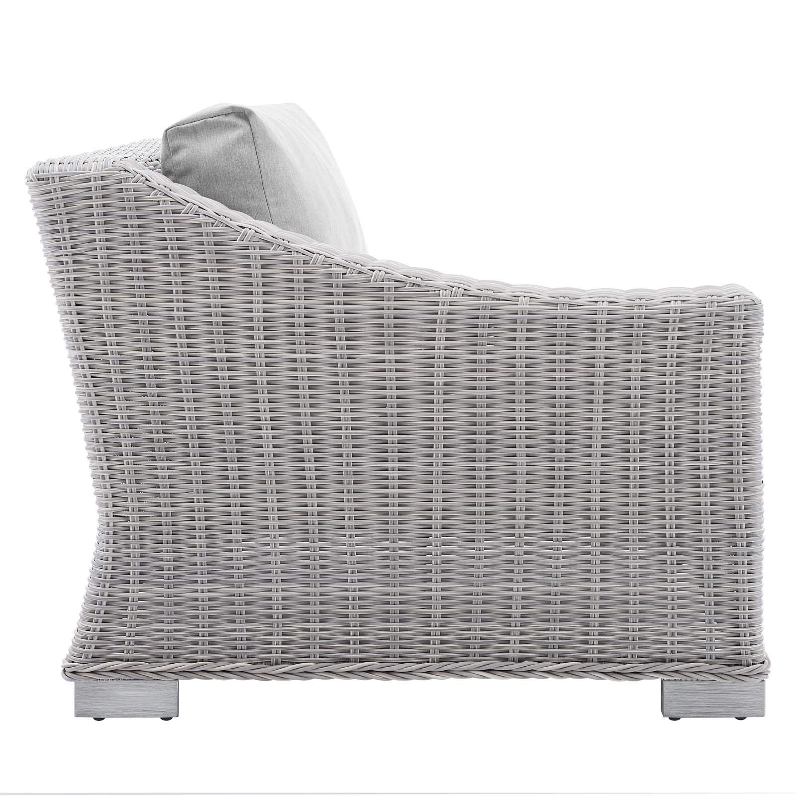 patio bistro sets | CasaFoyer Conway Outdoor Patio Wicker Rattan Left-Arm Sectional Sofa Chair | Light Gray | UV-Resistant | Modular Design | Powder-Coated Aluminum Frame | Sunbrella Fabric | Water-Resistant | 300 lbs Weight Capacity | casafoyer.myshopify.com