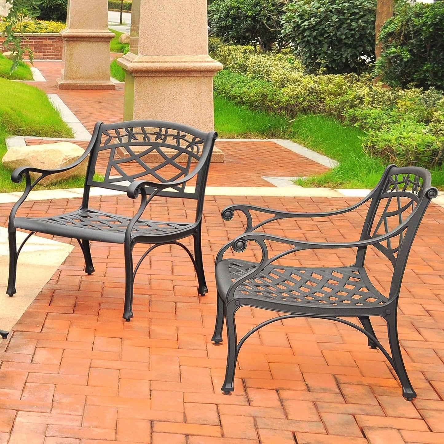 Patio Furniture Sets | COOL & COMFORTABLE | Heavy-Duty Aluminum Outdoor Seating Set | 2 Club Chairs | Black Finish | casafoyer.myshopify.com