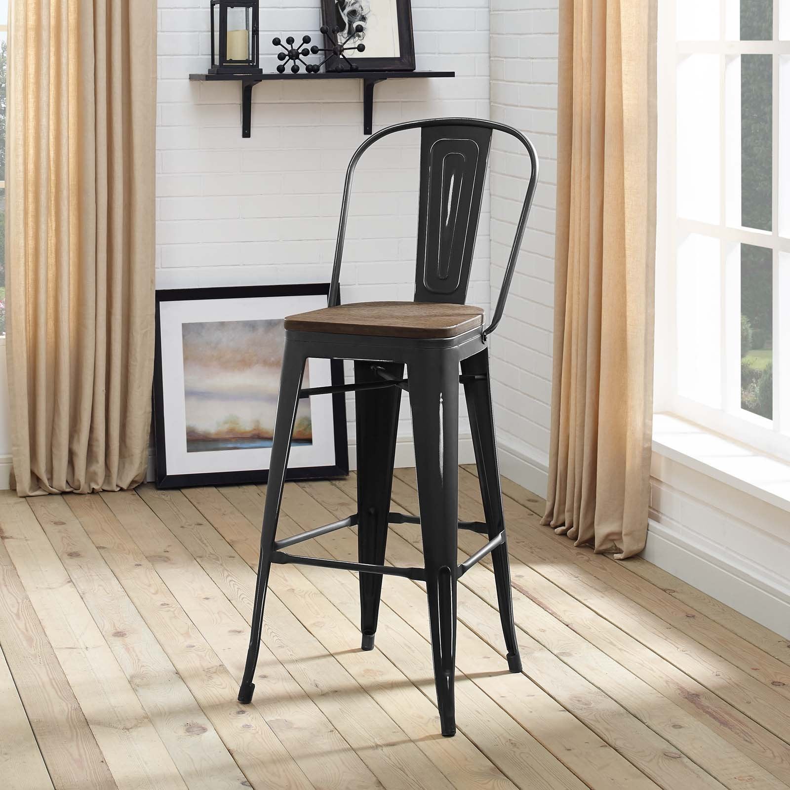 barstools | CasaFoyer Promenade Side Bamboo & Metal Bar Stool | Vintage Steel Finish | Industrial Modern Flair | Dynamic & Vibrant Dining Space | 1 Stool Included | casafoyer.myshopify.com