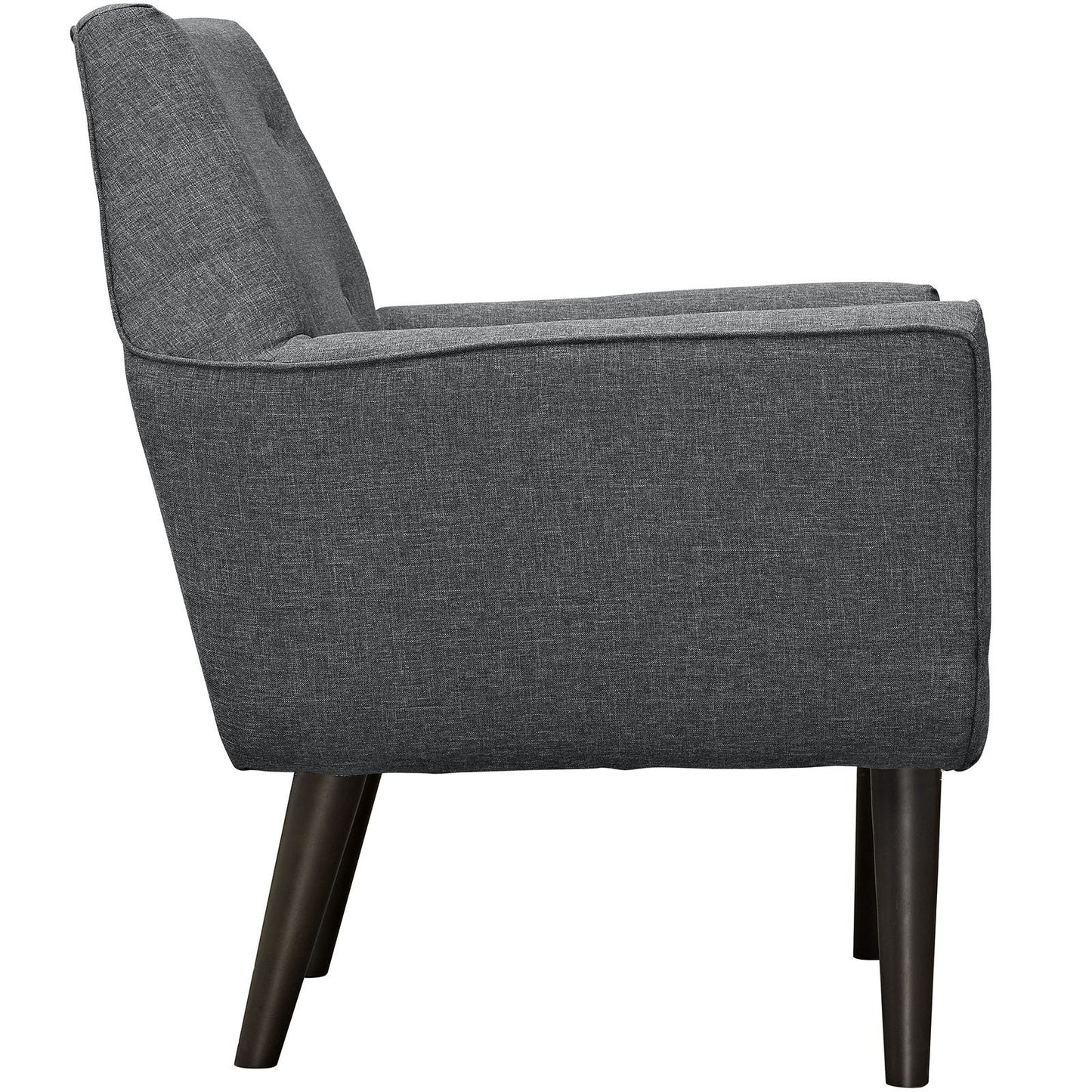 Chair | Posit Armchair | Mid-Century Design | Espresso Stained Legs | Polyester Upholstery | Gray | casafoyer.myshopify.com