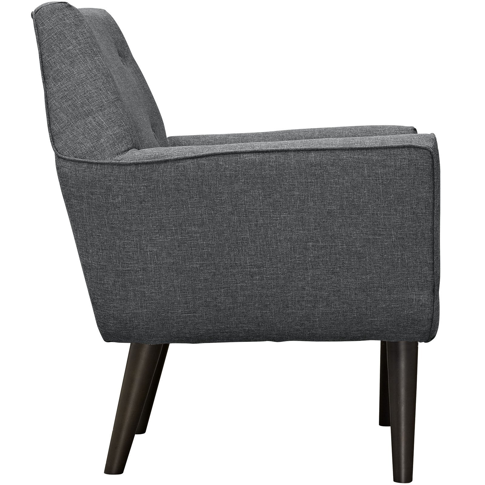 Chair | Posit Armchair | Mid-Century Design | Espresso Stained Legs | Polyester Upholstery | Gray | casafoyer.myshopify.com