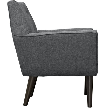 Chair | Posit Armchair | Mid-Century Design | Espresso Stained Legs | Polyester Upholstery | Gray | casafoyer.myshopify.com