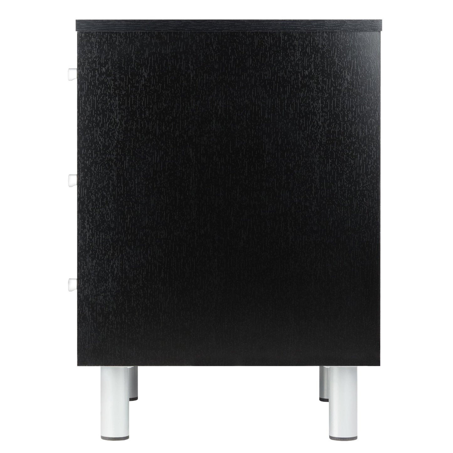 TABLE | CasaFoyer  | Sleek Black Nightstand | 3 Drawers | Ample Storage Space | Metal Accents | 15.75W x 16.1D x 22H | casafoyer.myshopify.com