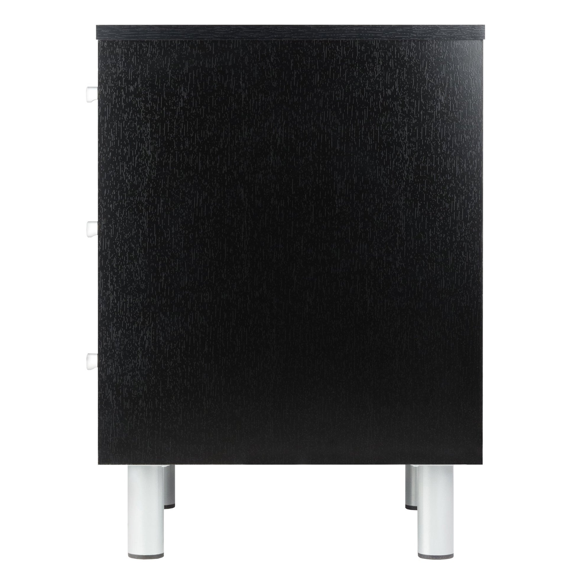 TABLE | CasaFoyer  | Sleek Black Nightstand | 3 Drawers | Ample Storage Space | Metal Accents | 15.75W x 16.1D x 22H | casafoyer.myshopify.com