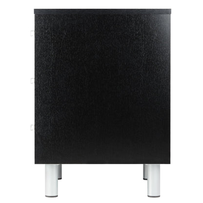 TABLE | CasaFoyer  | Sleek Black Nightstand | 3 Drawers | Ample Storage Space | Metal Accents | 15.75W x 16.1D x 22H | casafoyer.myshopify.com
