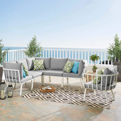 kitchen and dining room sets | CasaFoyer Riverside Outdoor Patio Aluminum Sectional Set | Coastal Design | UV-Resistant Cushions | Powder-Coated Frame | Includes Armchair, Corner Chairs, Armless Chairs | 300 lb Weight Capacity | casafoyer.myshopify.com
