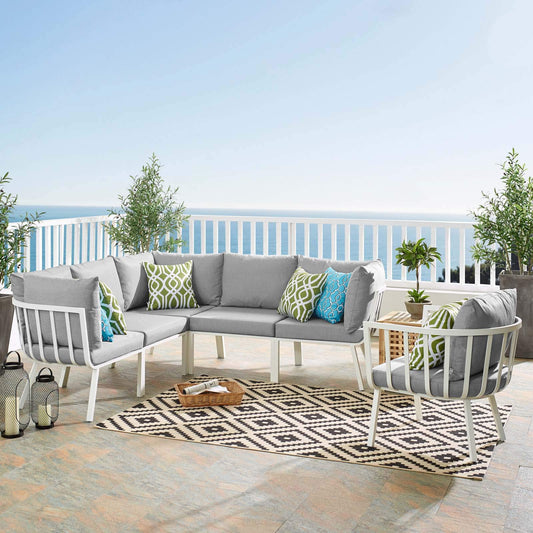 kitchen and dining room sets | CasaFoyer Riverside Outdoor Patio Aluminum Sectional Set | Coastal Design | UV-Resistant Cushions | Powder-Coated Frame | Includes Armchair, Corner Chairs, Armless Chairs | 300 lb Weight Capacity | casafoyer.myshopify.com