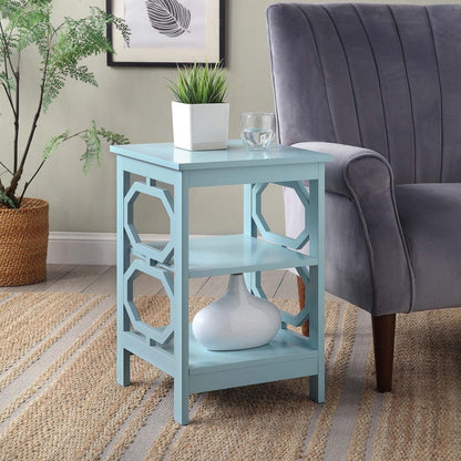 TABLE | Omega End Table with Shelves | Captivating Design | Sleek Lines | Octagon Cut Outs | Convenient Storage | Durable & Elegant | Omega Collection | casafoyer.myshopify.com