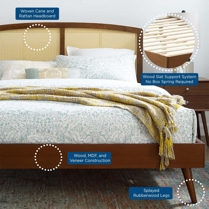Bed | CasaFoyer Sierra Woven Cane Rattan Wood King Platform Bed | Serene Island Vibe | Mid-Century Modern Design | Sturdy Construction | No Box Spring Needed | Accommodates Various Mattresses | 601 lbs Weight Capacity | casafoyer.myshopify.com