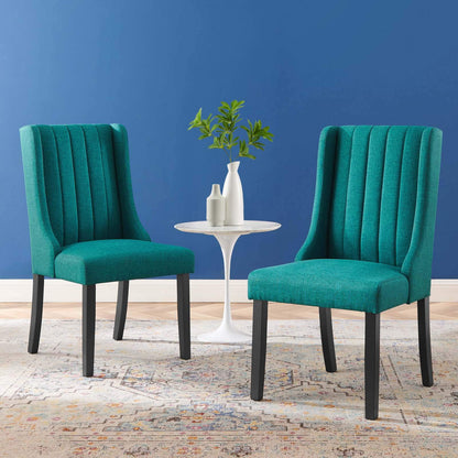 home office desk chairs | CasaFoyer Renew Fabric Dining Chairs - Set of 2 | Elegant Art Deco Style | Soft Upholstery & Channel Tufting | Durable Construction | Luxurious Seating | Black Legs with Floor Protection | Ideal for Dining, Kitchen, Living Room, Office | Teal | casafoyer.myshopify.com
