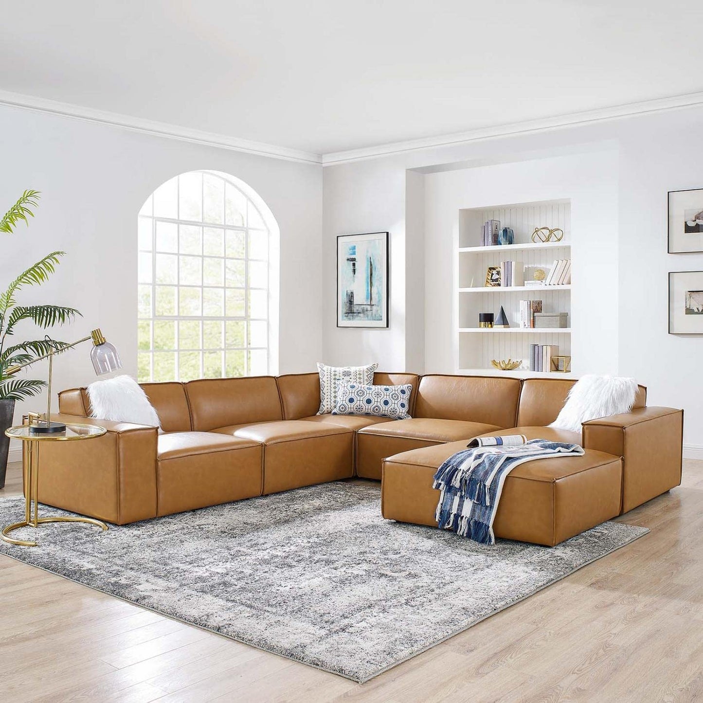 kitchen and dining room sets | CasaFoyer Restore Vegan Leather 6-Piece Sectional Sofa | Luxurious & Eco-Friendly | Sleek Design | Plush Seating | Tan | casafoyer.myshopify.com